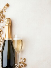 Festive champagne decor elegant table setting with celebration vibes