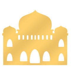 Golden big dome mosque silhoutte