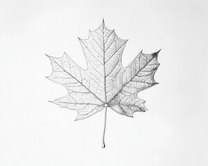Skeletonized maple leaf, studio shot, white background, autumn design