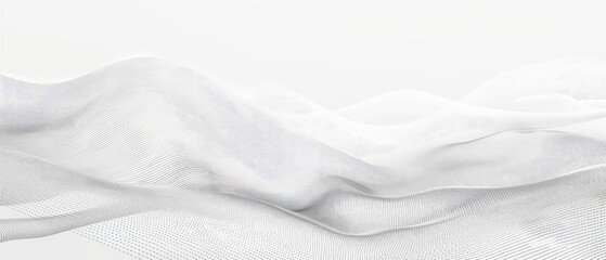 Elegant White Fabric Waves on a Grey Backdrop