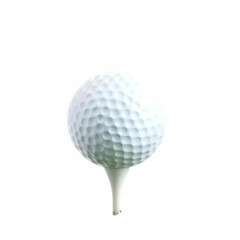 a golf ball on a tee isolated on the white background