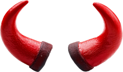 Vivid red devil horns halloween costume accessory party props isolated transparent background