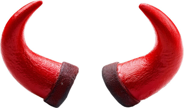 Vivid red devil horns halloween costume accessory party props isolated transparent background