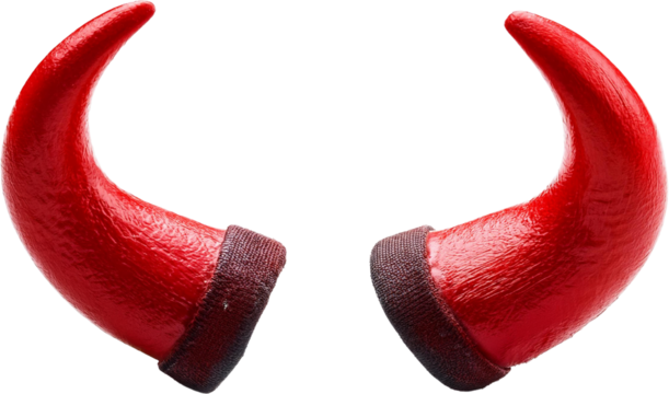 Vivid red devil horns halloween costume accessory party props isolated transparent background
