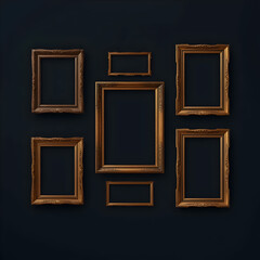 Vintage traditional realistic frames set on dark wall isolated vector illustration