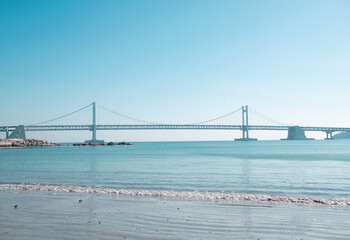 Gwangalli Beach South Korea in the summer.