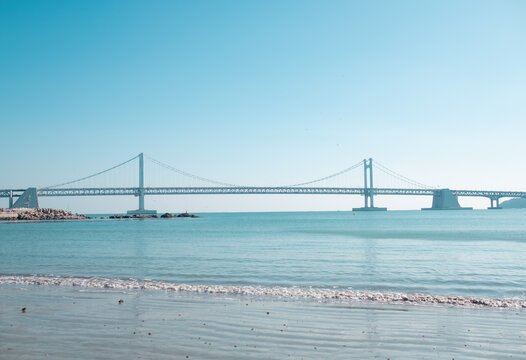 Gwangalli Beach South Korea in the summer.