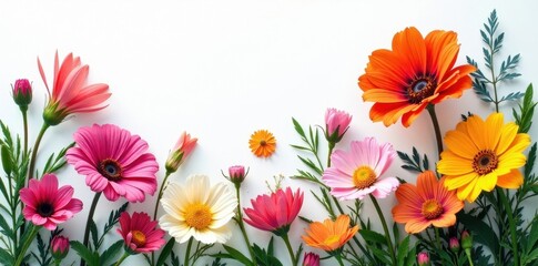 Lush wildflower arrangement, assorted colors, clean white space, arrangement, wildflower