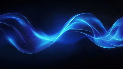 Obraz premium Abstract blue light wave flowing on dark background
