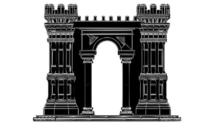 Fototapeta premium Medieval 2D Gatehouse Vector Illustration