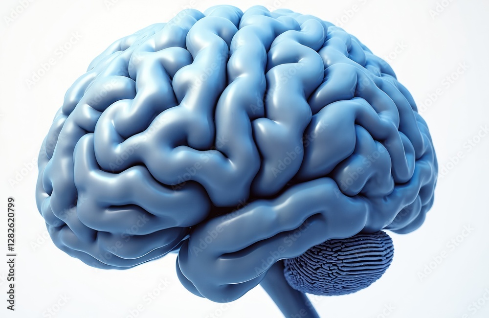Poster human brain illustration showing digital intelligent thinking. cyber mind concept of neural network,