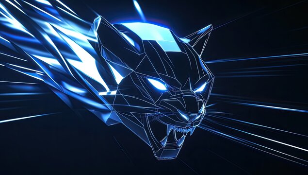 Cybernetic Panther Head, Speed, Dark, Abstract, Background, Tech,  Intro Sequence