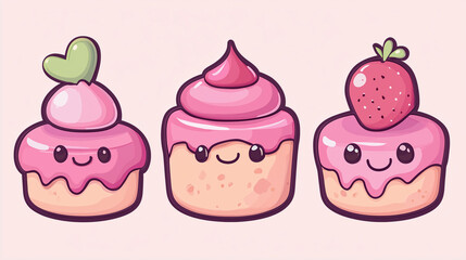 set of pink cupcakes