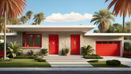1. **Palm Trees and Modern Mid-Century Architecture in Palm Springs, California**