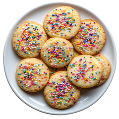 Colorful Sprinkled Cookies Isolated on Transparent Background