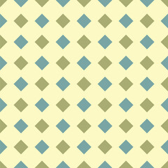 Fototapeta premium lines of green and blue rhombus. beige geometric repetitive background. vector seamless pattern. fabric swatch. wrapping paper. design template for textile, linen, home decor