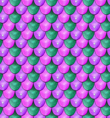 Seamless Pattern. Mermaid Scales Texture. Sparkling Princess Background. 