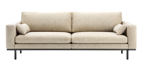 Modern Sofa in Neutral Fabric: A contemporary sofa with a streamlined design and neutral-toned fabric, offering a minimalist yet inviting aesthetic for any living space. 