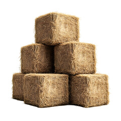 Piled Hay Bales Forming a Neat Structure With Natural Light Illuminating Textures And Patterns