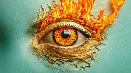 Fiery Golden Eye A Surreal Close Up