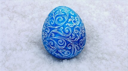 Ice-Carved Easter Egg 2025 &ndash; Translucent Crystalline Structure, Intricate Frost Patterns, Glistening Under Soft Blue Light, Winter-Themed, High-Resolution Editable Vector for Posters & Merchandise
