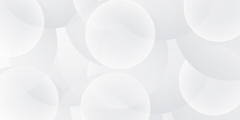 White geometric abstract background overlap layer on bright space with lines effect decoration. Modern graphic design element circles style concept for banner. vector ilustration