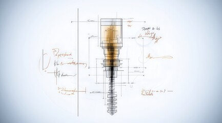 Industrial Blueprint  Detailed Technical Drawing of Oil   Gas Rig Component