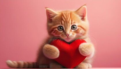 Rotes Kätzchen mit Herz