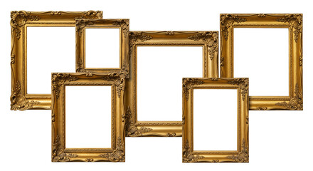 Gold Old Antique Photo Frame PNG isolated on transparent background