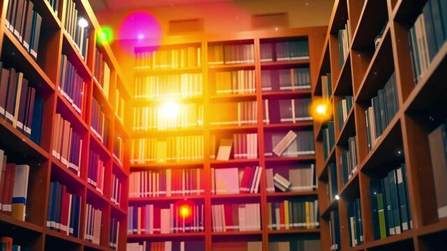 Magical Reading Nook Surrounded by Vibrant Book Spines