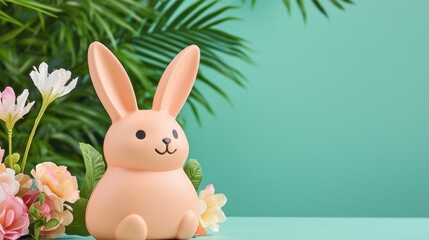 Obraz premium Easter Game Concept, Vibrant Bunny Shaped Bean Bag Toss Game Set for Outdoor Festivities and Playful Events