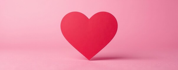 Air kiss, red heart card, pastel pink background, full length, pink