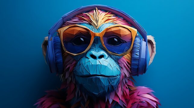 Funky monkey with vibrant colors high resolution hd photo