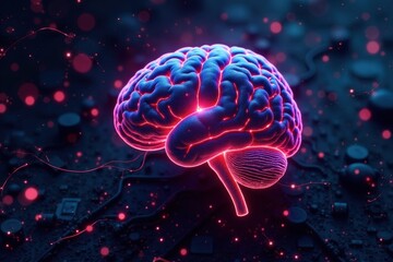 Synaptic connections, glowing AI brain, circuit board texture, concept art, data
