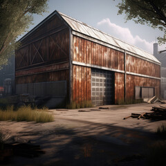 Abandoned Rustic Warehouse in Industrial Area