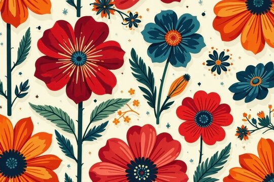 Bold floral blocks, vibrant seamless vector pattern Ideal for textile prints , seamless vector pattern, leaves