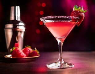 苺カクテルの華やかな大人のドリンク