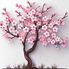 Fototapeta premium cherry blossom tree icon on plain white background