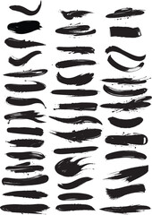 Massive Grunge Black Ink Brush Strokes Collection: Artistic Paint Textures, Dirty Banners, Frames, Lines, Boxes, and Freehand Drawing Elements. Perfect for Vintage Backdrops, Watercolor Designs, Distr