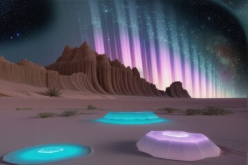 A Quantum Oasis with Bioluminescent Plants and a Crystalline Structure