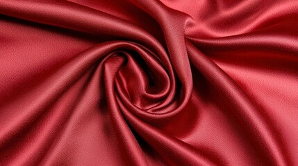 Fototapeta premium Luxurious Red Silk Fabric Texture Elegant Draped Satin Smooth Shiny Burgundy Closeup