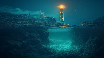 Luminous Lighthouse Coastal Cottage and Underwater Glow