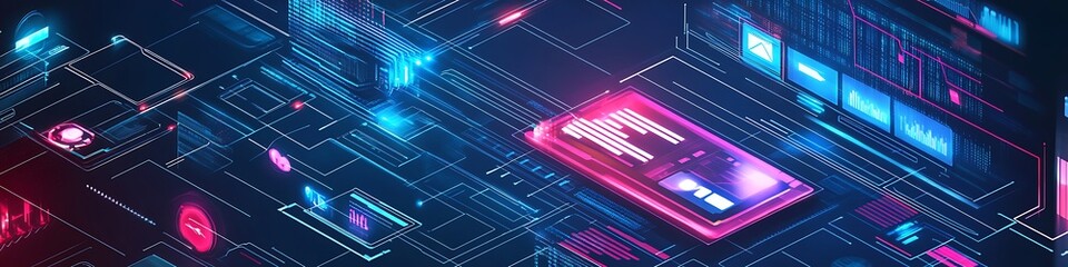 Obraz premium Abstract Digital Network Data Flow Visualization
