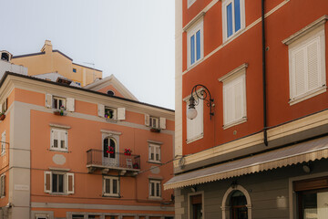 Contrasting Buildings: Orange & Peach