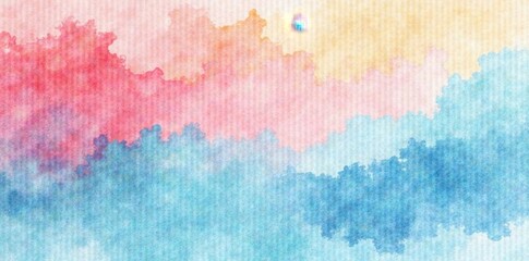 Seamless watercolor cloud stripe pattern Textured background ideal for textile , summer, bright