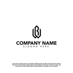 Black and White Modern B and W Monogram Logo