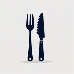 Fototapeta premium fork and knife icon on plain white background