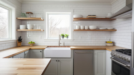 Sleek Modern Kitchen with Natural Wood Accents
