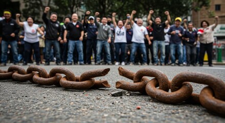 Symbolic liberation, Broken chain representing the fight against exploitation