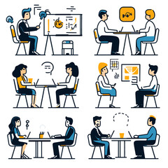 Business Meeting Illustration, Teamwork, Collaboration and Presentation